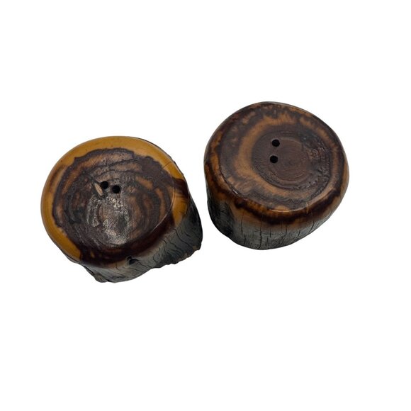 Rustic Yosemite National Park Wooden Log Salt & Pepper Shakers Set - Picture 2 of 5